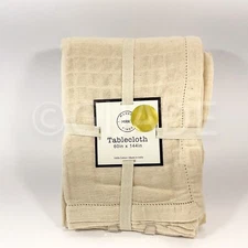 Market Finds  60" x 144"   100% Cotton Fabric Tablecloth Beige New