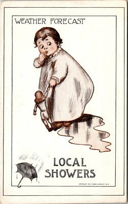 Weather Forecast Local Showers Comic Card Postcard