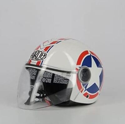 HELM AIROH DEMI JET MONO VISIER MALIBU STAR WEISS ROT BLAU MAS38