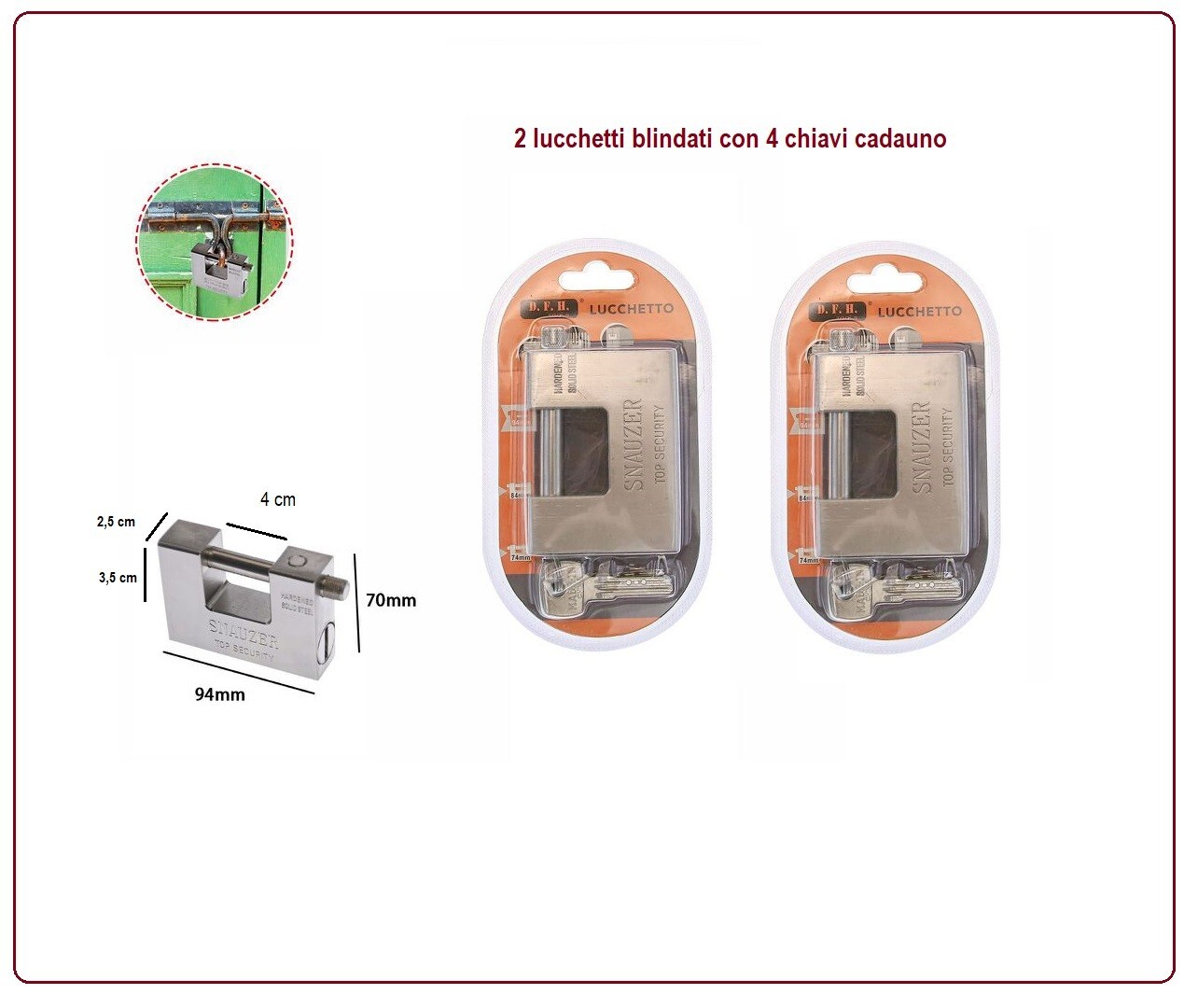 Kit Sicurezza 2 Lucchetti 94mm: Proteggi la tua Casa con Acciaio Corazzato