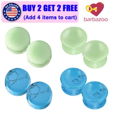 2PCS Stone Ear Plugs Gauges Tunnel Expanders Stretcher Double Flared Plugs Set