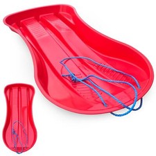 Large Snow Sled Toboggan Heavy Duty Plastic Sledge for Winter Fun