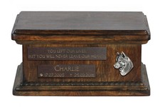 Siberian Husky, Chukcha - wooden urn for dog ashes, personalized urn with engrav