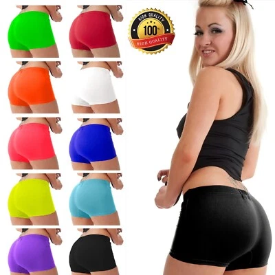 CRAZY CHICK Womens Hot Pant Shorts Plain Soft Stretch Dancing Party Yoga Pants UK S-XL