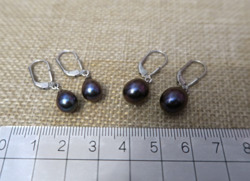 925 ECHT SILBER RHODINIERT *** Perle schwarz Ohrhänger Ohrringe - Picture 4 of 16