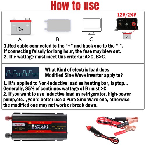 4000W Modified Sine Wave Power Inverter 12V to 110V or 220V Converter With 3AC - 第 23/56 張圖片