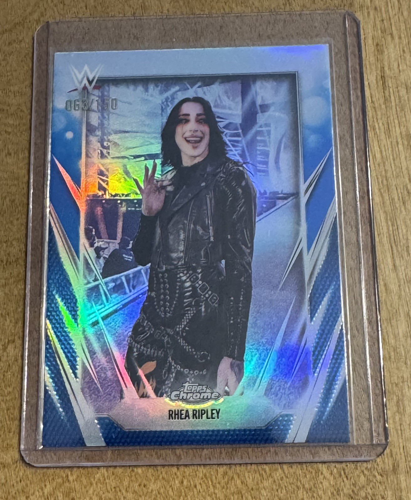 2026 WWE Topps Chrome Rhea Ripley Blue Refractor 63/150!! NICE!!
