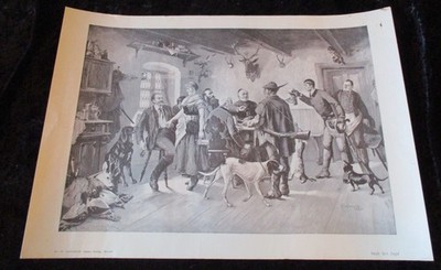 Vtg. Max Correggio Litho ''Nach Der Jagd'' (After The Hunt) Krauss Verlag, Munchen