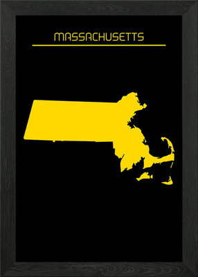 Massachusetts Karte Gold gerahmt Wandbild Poster Leinwanddruck Bild