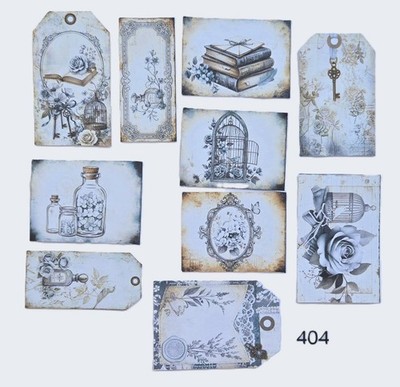 Vintage Style  Journal Cards  Tags Blue Supplies Scrapbooks Junk Journal 404