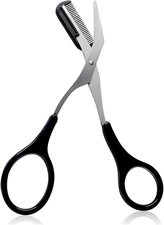 Eyebrow Trimmer Scissors - Professional Non-Slip Finger Grip Brow Scissors with 