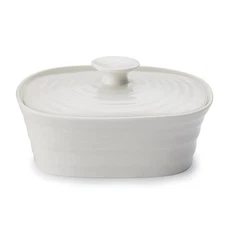 Portmeirion Sophie Conran White Covered Butter Dish | Butter Keeper with Lid ...