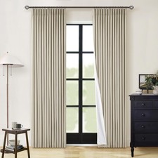 Blackout Curtains 84 Inch Pinch Pleat 2 Panels Linen