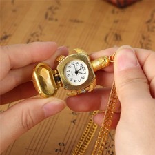 Gold Turtle Shaped Quartz Pocket Watch with Chain Watches Kids Mens Boys Gifts