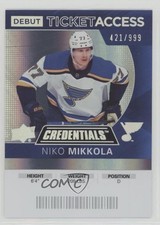2021 Upper Deck Credentials 2020-21 Debut Ticket Access 421/999 Niko Mikkola 2d8