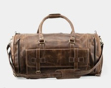 30"Men's Genuine Leather luggage gym weekend overnight duffle large vintage bag