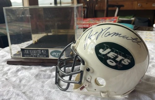 Joe Namath Signed Riddell mini Helmet  NY Jets with case and certificate