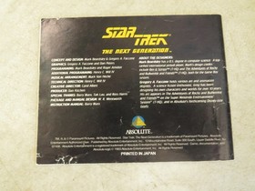 Nintendo NES Star Trek The Next Generation Authentic Instruction Manual Booklet