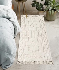 Uphome Boho Bathroom Runner Rug 2' x 4.3', Washable Woven Cotton Bedroom Rug ...