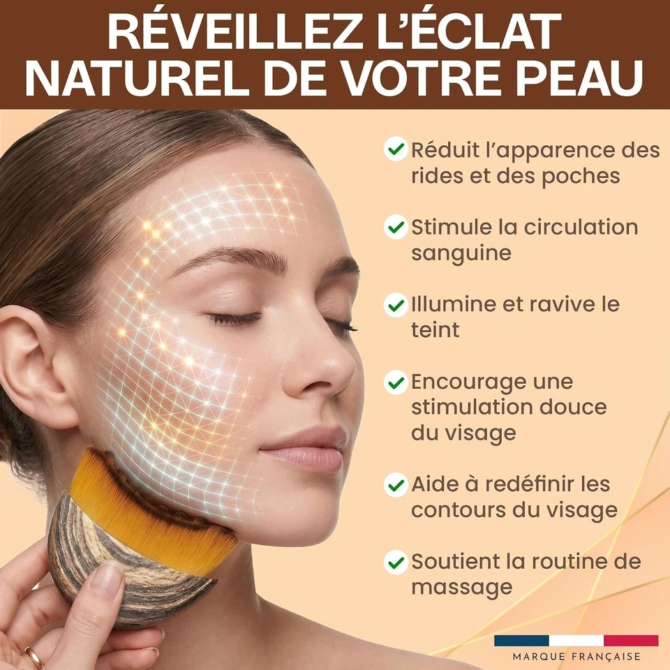 Brosse Lymphatique Visage 2 Pièces Drainage Anti-Rides Biovela - Photo 2/4