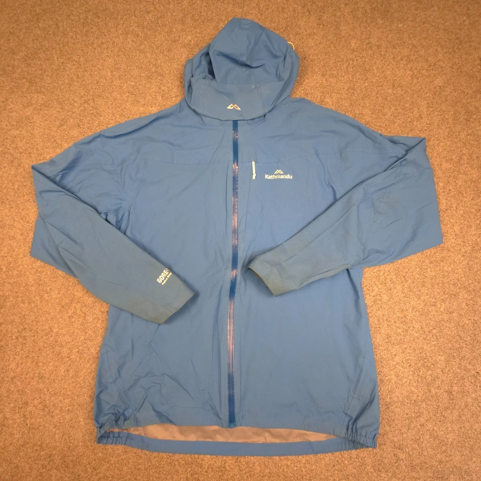 Chaqueta Katmandú Para Hombre GRANDE Azul Cortavientos Gore-Tex Cremallera Completa Con Capucha Tallas L Foto 2 de 4