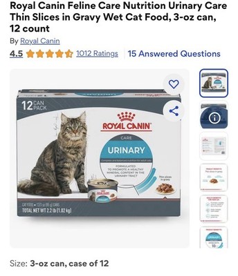 Royal Canin Feline Urinary Care Thin Slices in Gravy Wet Cat Food, 3 oz can