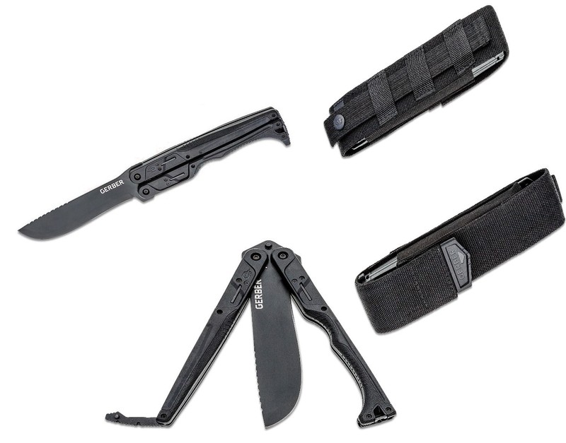 GB30001530N Double Down Folding Machete - Black Blade handle and sheath