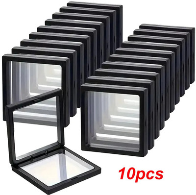 10pcs Transparent Floating Display Box Plastic Film Jewelry Packaging Case - NEW