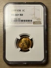 1909 VDB Lincoln Wheat Cent Penny NGC MS 66 + RD Plus Grade Red