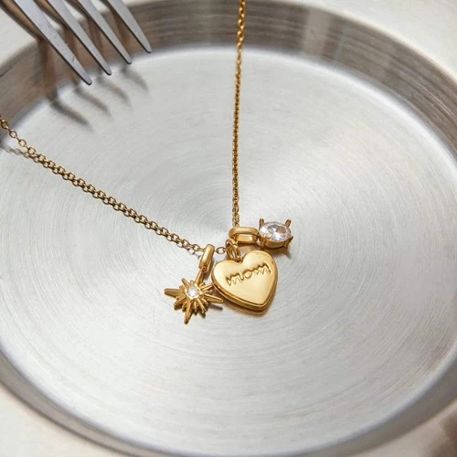 18K Gold-Plated 'Mom' Heart Necklace