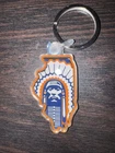 Chief Illiniwek in State of Illinois Outline Fighting Illini Acrylic Keychain