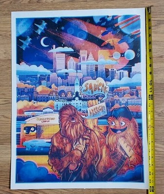 Philadelphia Flyers NHL Hockey Poster Gritty Chewbacca Star Wars Comics 24x18