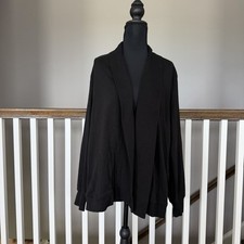Pact Airplane Organic Cotton Cardigan Open Large Black Minimalist Lagenlook