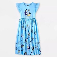 BLUEY Nightgown Pajamas Girls Size 4 5 6 7 8 10 12 Disney Bingo Dog Fantasy Gown