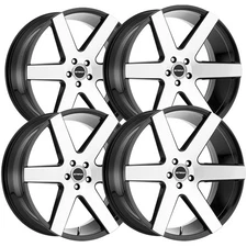 (Set of 4) Strada S60 Coda 24x10 5x150 +28mm Black/Machined Wheels Rims 24" Inch