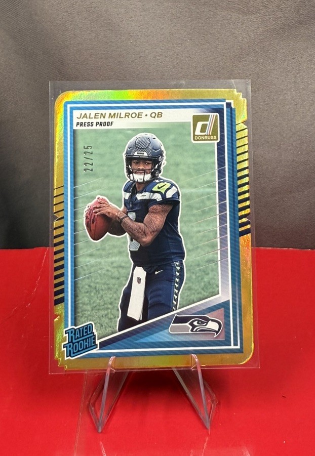 2025 Panini Donruss - Jalen Milroe #317 Press Proof Gold Die-Cut /25 (RC, Rated)