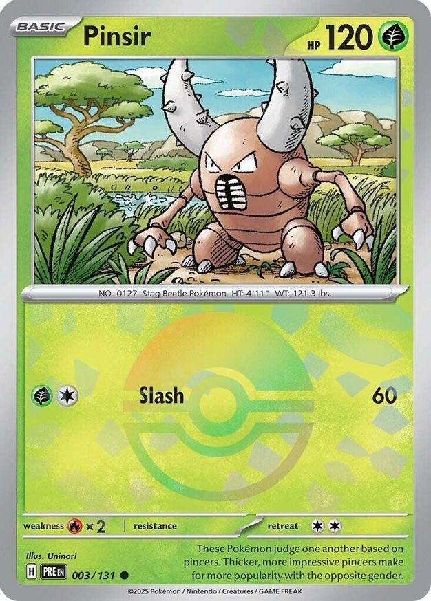 Pokemon Pinsir (Poke Ball Pattern) (3/356) Prismatic Evolutions NM REVERSE HOLO
