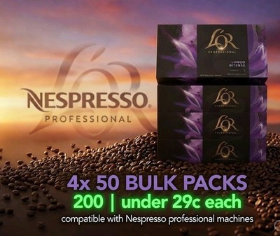 200x Nespresso PROFESSIONAL Coffee Pods Capsules   L'OR Lungo Intense 4x Boxes