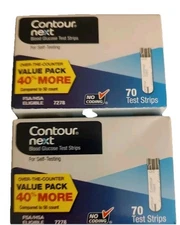 Contour Next 7278 Blood Glucose Test Strips - 140 Count (2 boxes of 70) EXP 1/27