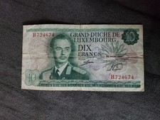 Luxembourg 10 Francs Banknote 1967 Old Circulated Paper Money Bank Bill P-53