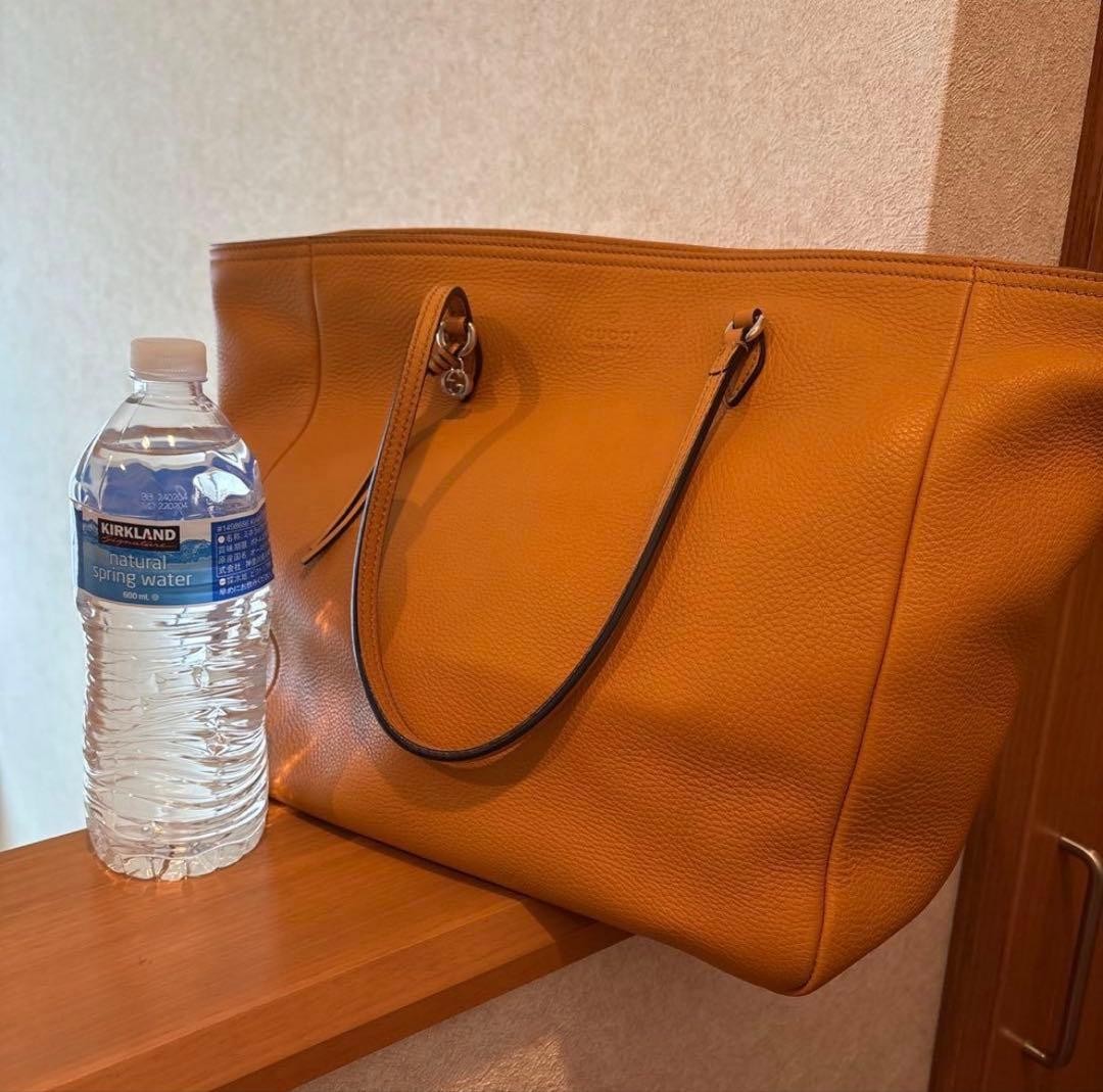 GUCCI Large Yellow Leather Tote Bag GG Logo Charm Italy Unused thumbnail 16