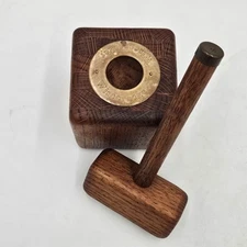 Vtg Wisecracker Nutcracker by Blockbusters | MCM Brutalist Solid Oak & Brass USA