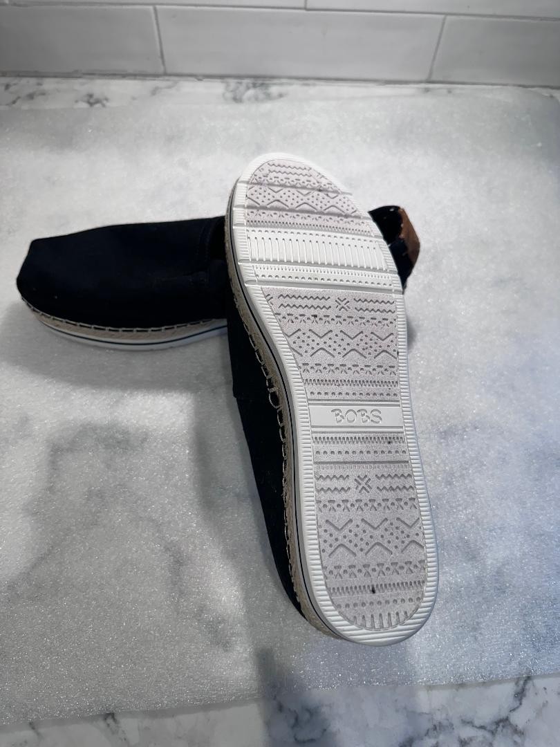 Bobs Skechers black loafers slip on breeze memory foam canvas size 9 women image 3