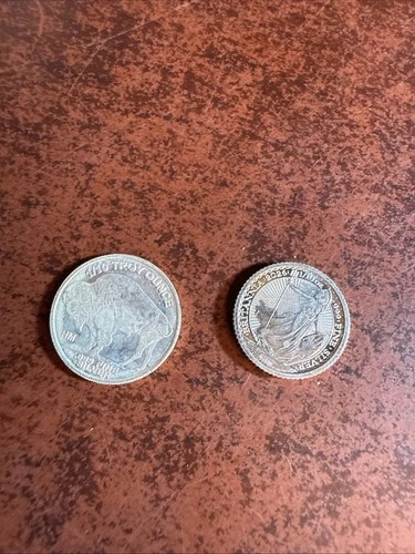 2- 1/10 oz Silver Rounds, Buffallo And Britania 1/10 oz Silver Round
