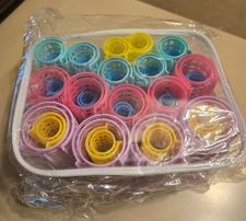 30 Plastic Hair Curlers Set, Snap on Rollers Self Grip New in Case 5 Sizes