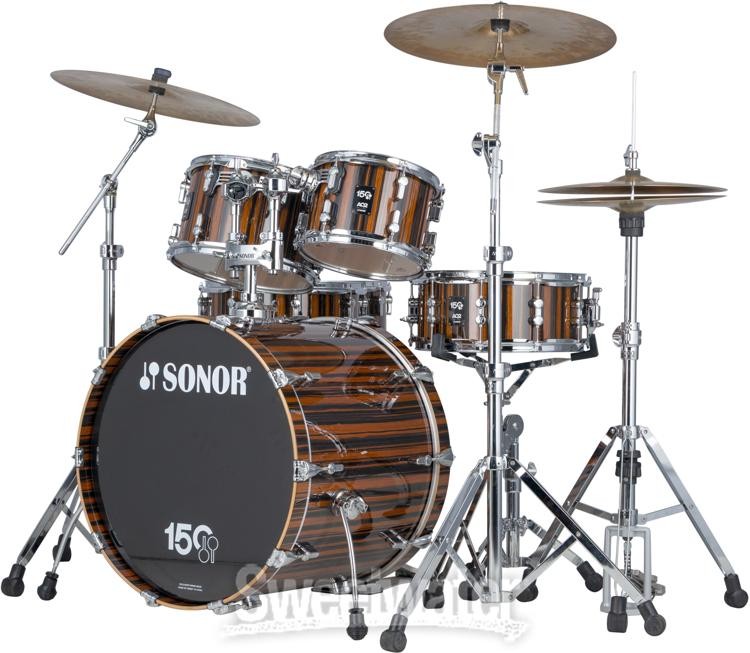 Sonor 150th Anniversary AQ2 Stage 6-piece Shell Pack - Ebony High-gloss Lacquer