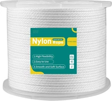 500ft 1/8" Solid Braid Nylon Rope - High UV & Abrasion Resistance