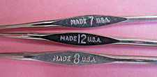 Vintage lot of 3 Steel Crochet Hooks  Stamped Both Front and Back