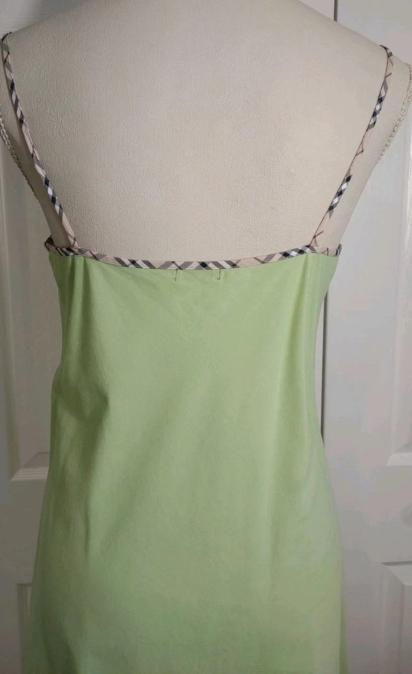 Burberry London Summer Straps Midi Dress Lime Green Nova Check Trim M - Image 4 of 4