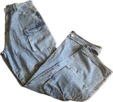 Unbranded Many Pockets Cargo Denim Jeans Pants Men 35X30 Blue Extra Baggy Skater